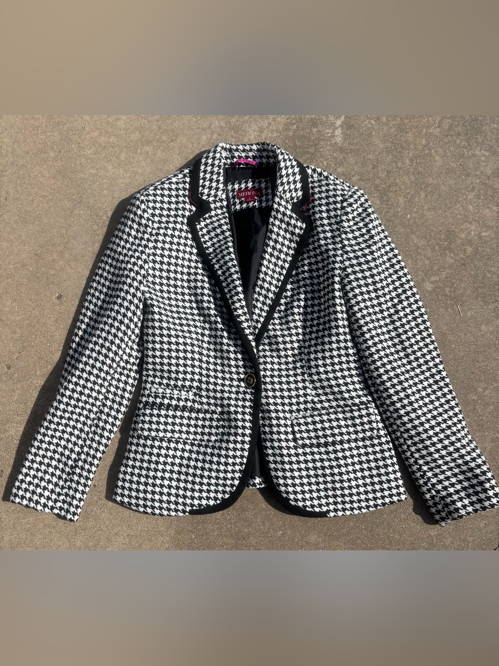 Merona Black & White Houndstooth Jacket with Notched Collar